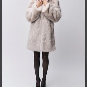 Danielle Guizio Light Gray faux fur coat